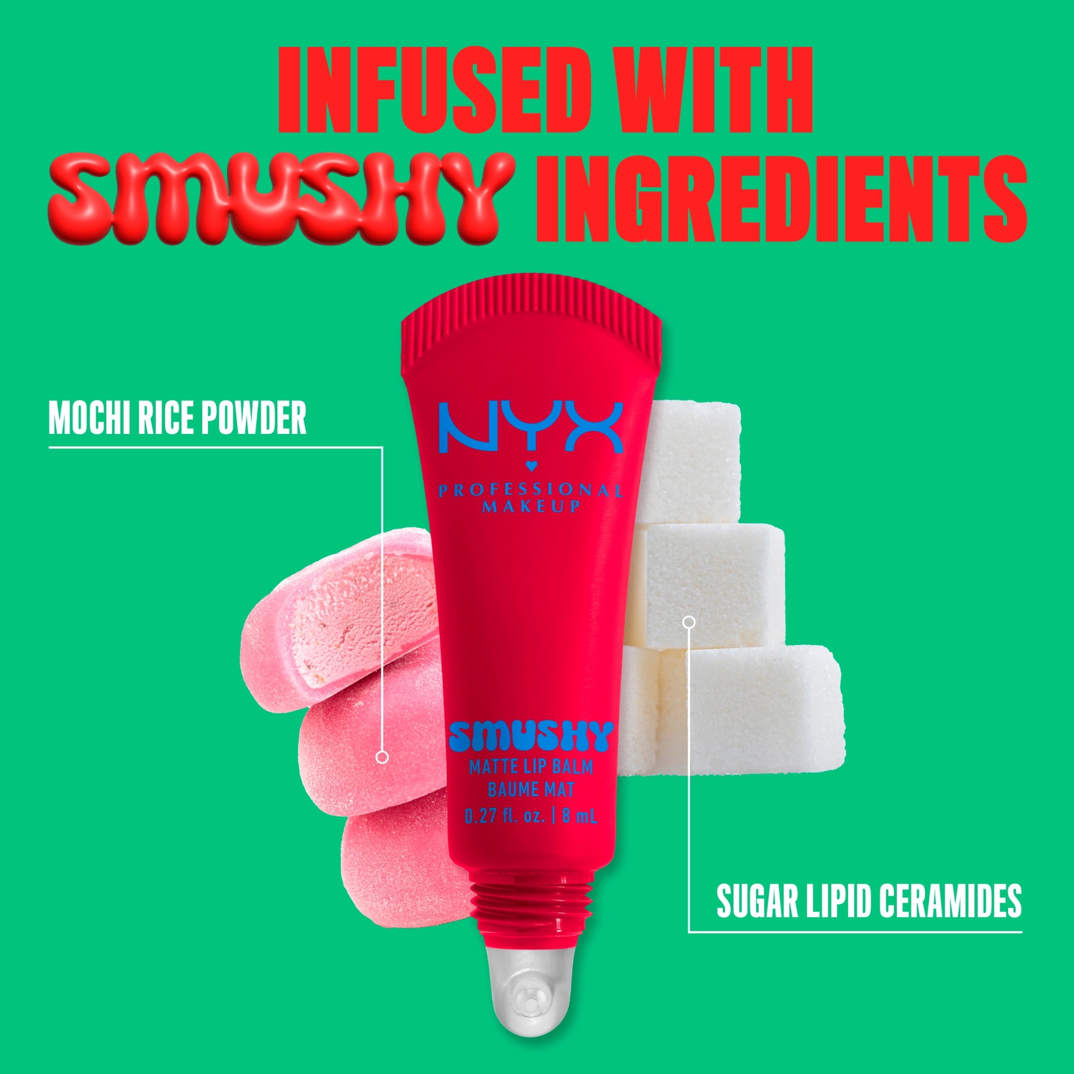 NYX Professional Makeup Smushy Matte Lip Balm, Sassy Stuff, Candy Apple Red, 0.27 fl oz