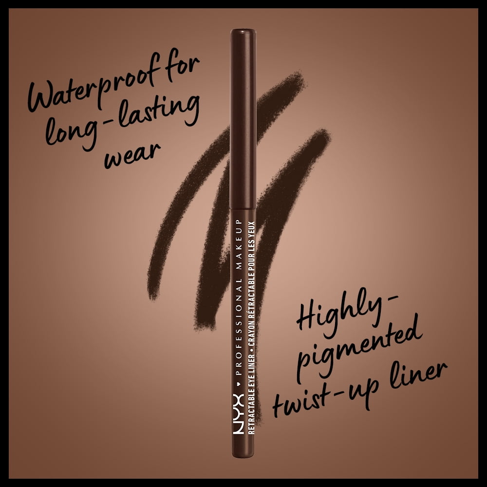 NYX Professional Makeup Retractable Eye Liner, Waterproof Mechanical eye pencil, Brown