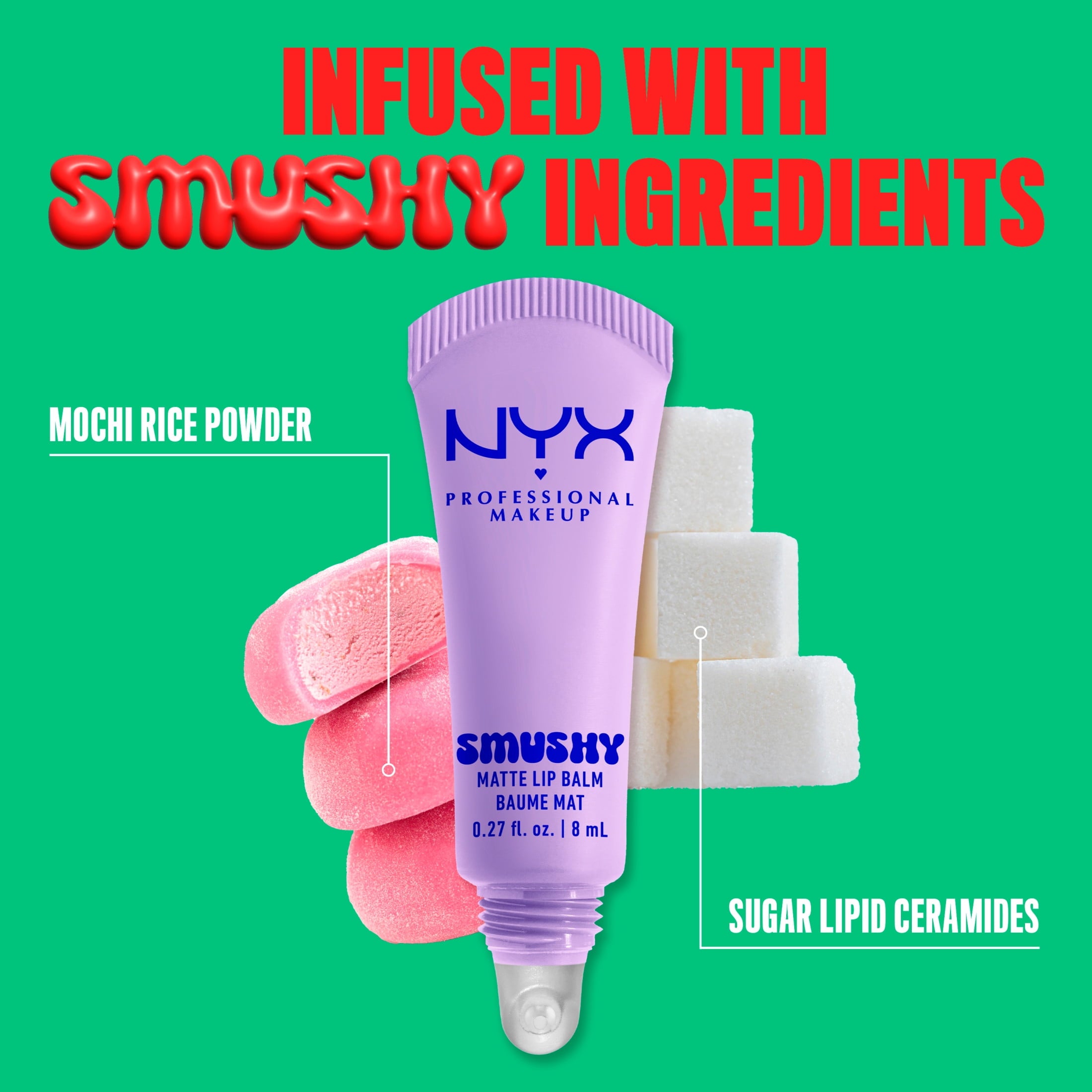 NYX Professional Makeup Smushy Matte Lip Balm, Sugar Smush, Clear, 0.27 fl oz