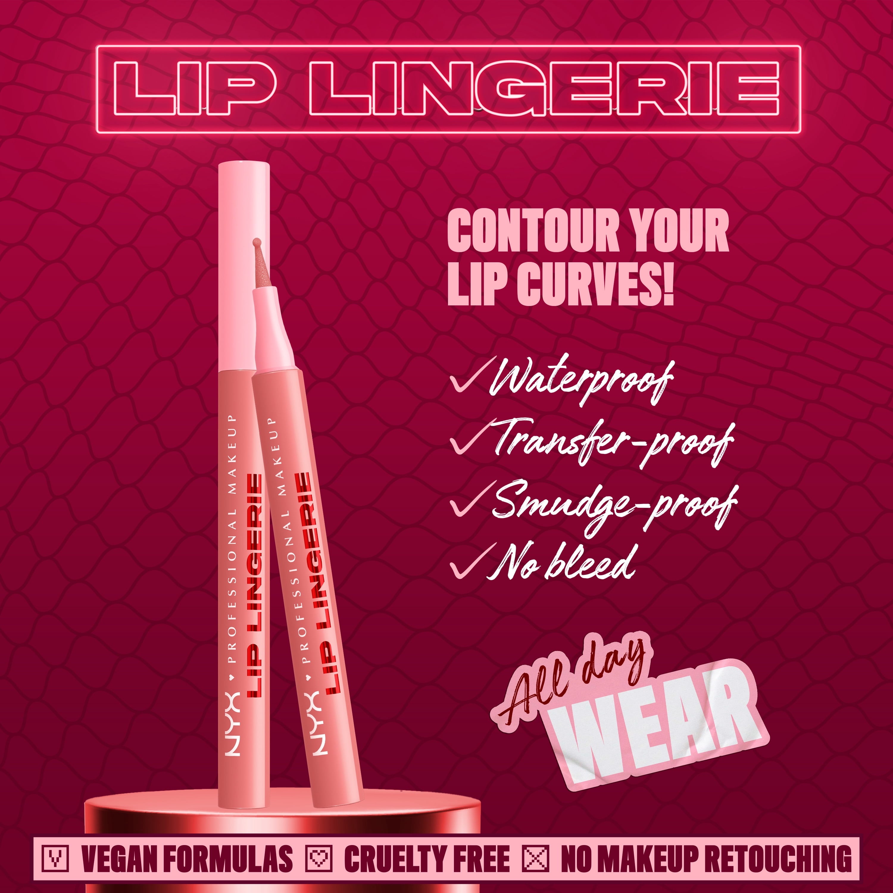 NYX Professional Makeup Lip Lingerie Lip Liner Stain, Waterproof Lip Color, Cuff Me, 0.03 fl oz