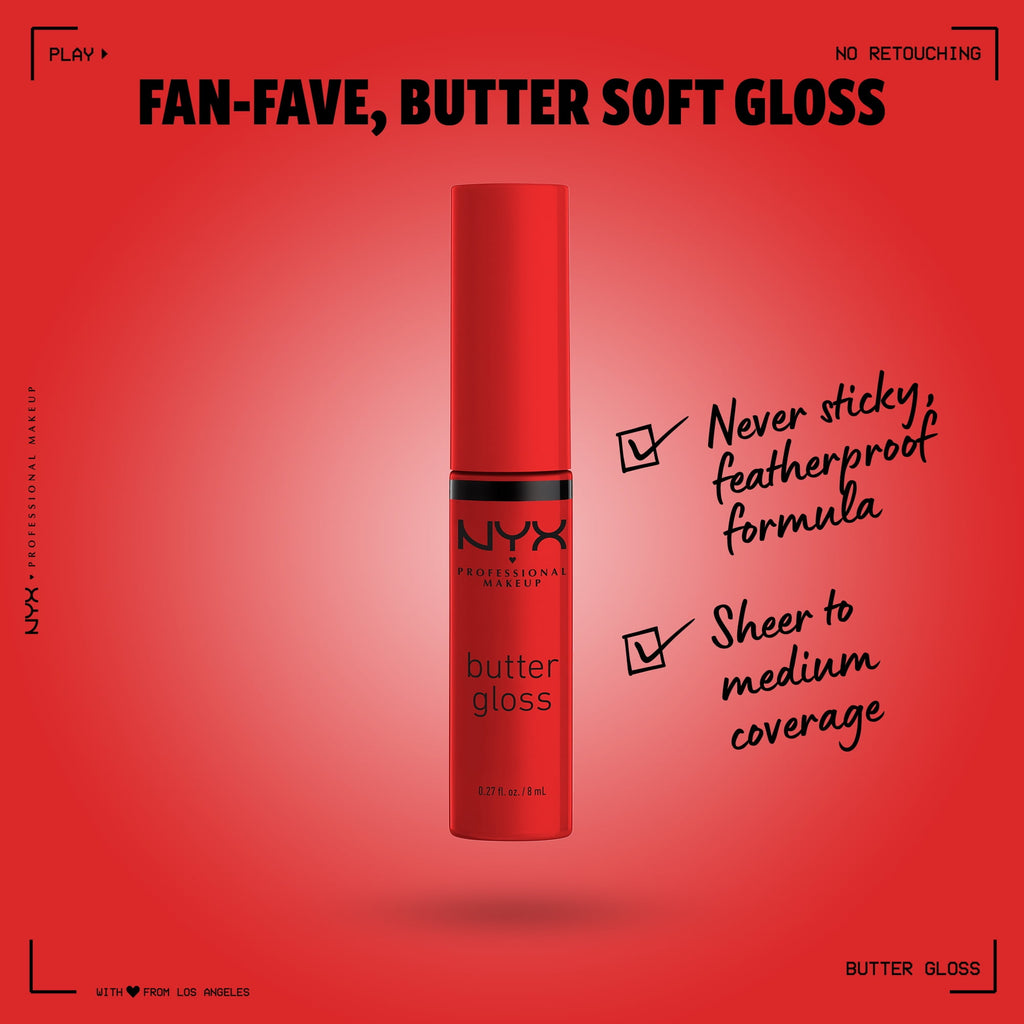 NYX Professional Makeup Butter Gloss, Non-Sticky Lip Gloss, Apple Crisp, 0.27 Oz