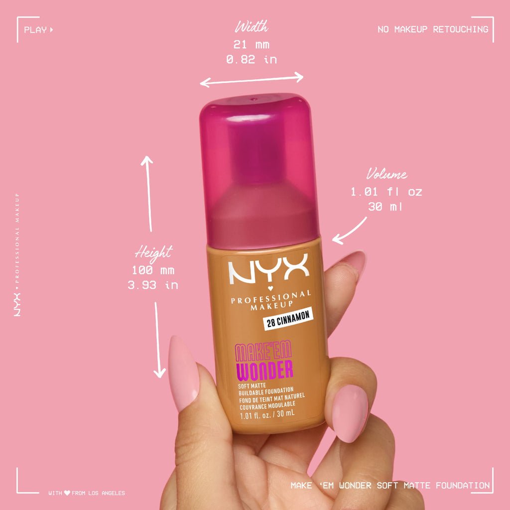 NYX Professional Makeup Make 'EM Wonder, 24H Soft Matte Foundation Makeup, VANILLA 08
