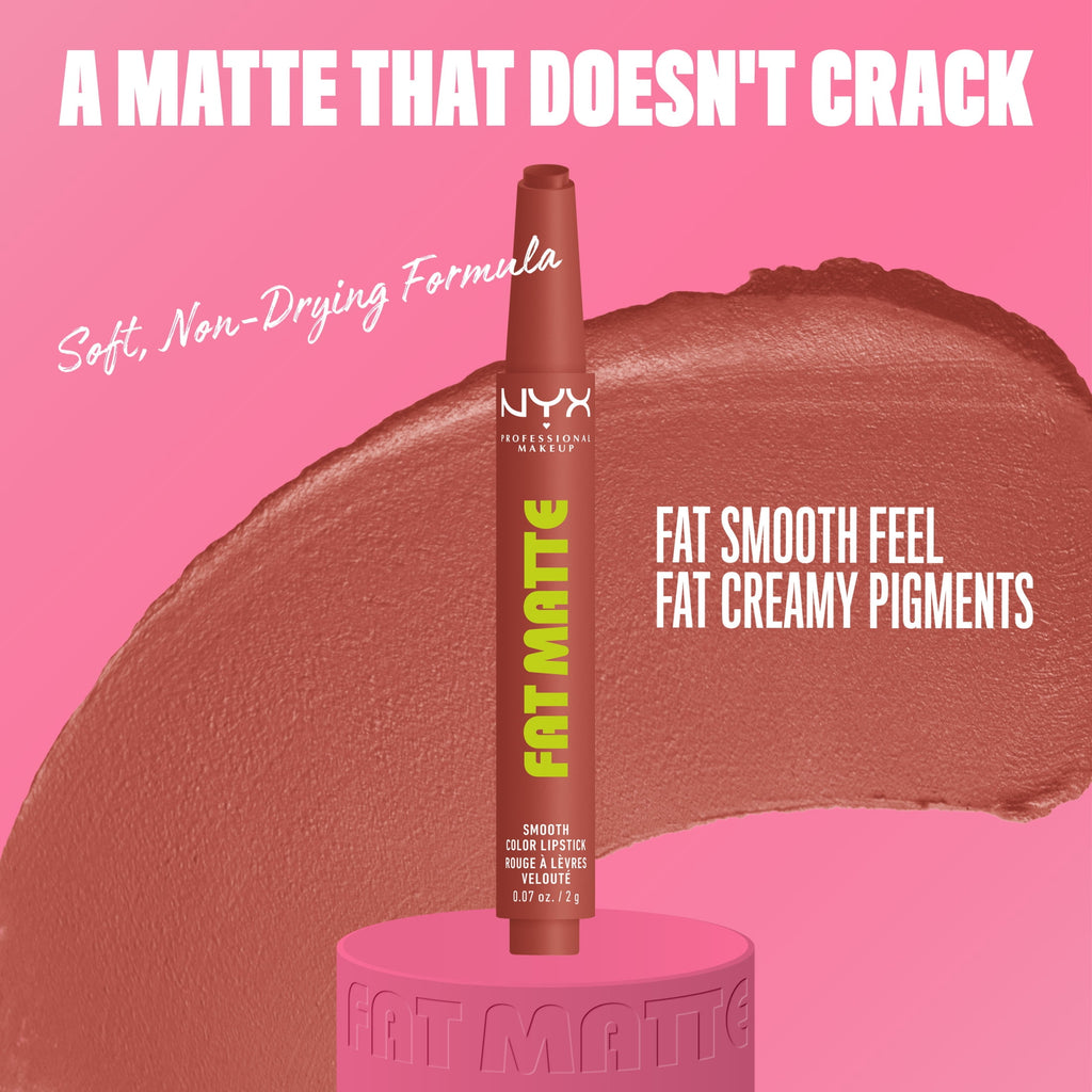 NYX Professional Makeup Fat Matte Lipstick, Smooth Color Long Lasting Lipstick, Rose Robe, 0.07 oz