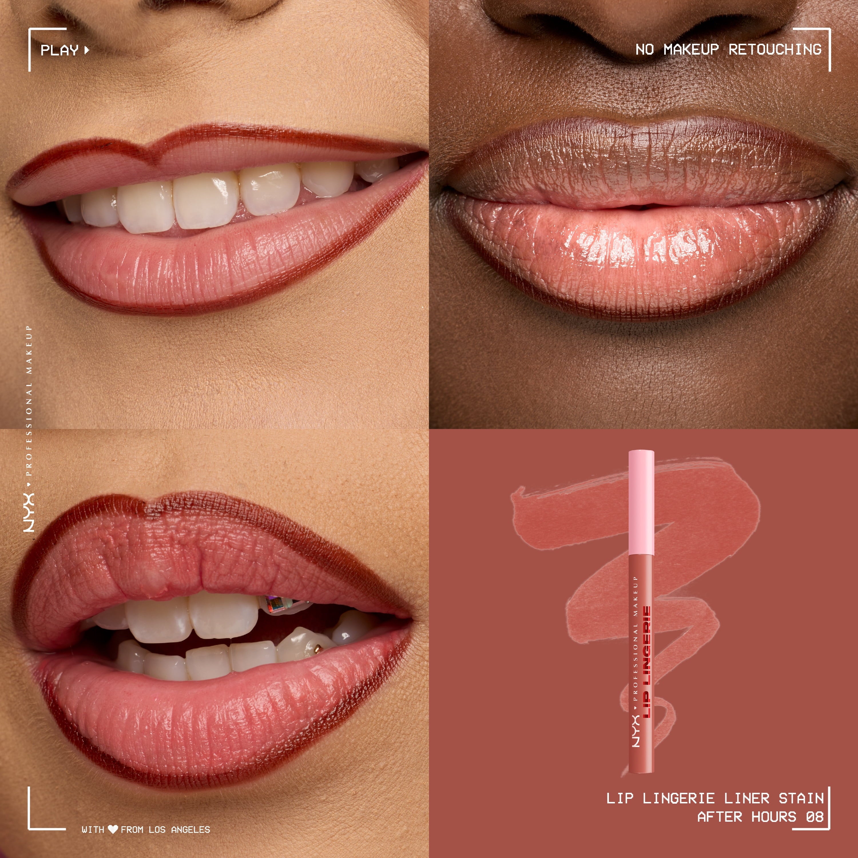 NYX Professional Makeup Lip Lingerie Lip Liner Stain, Waterproof Lip Color, After Hours, 0.03 fl oz
