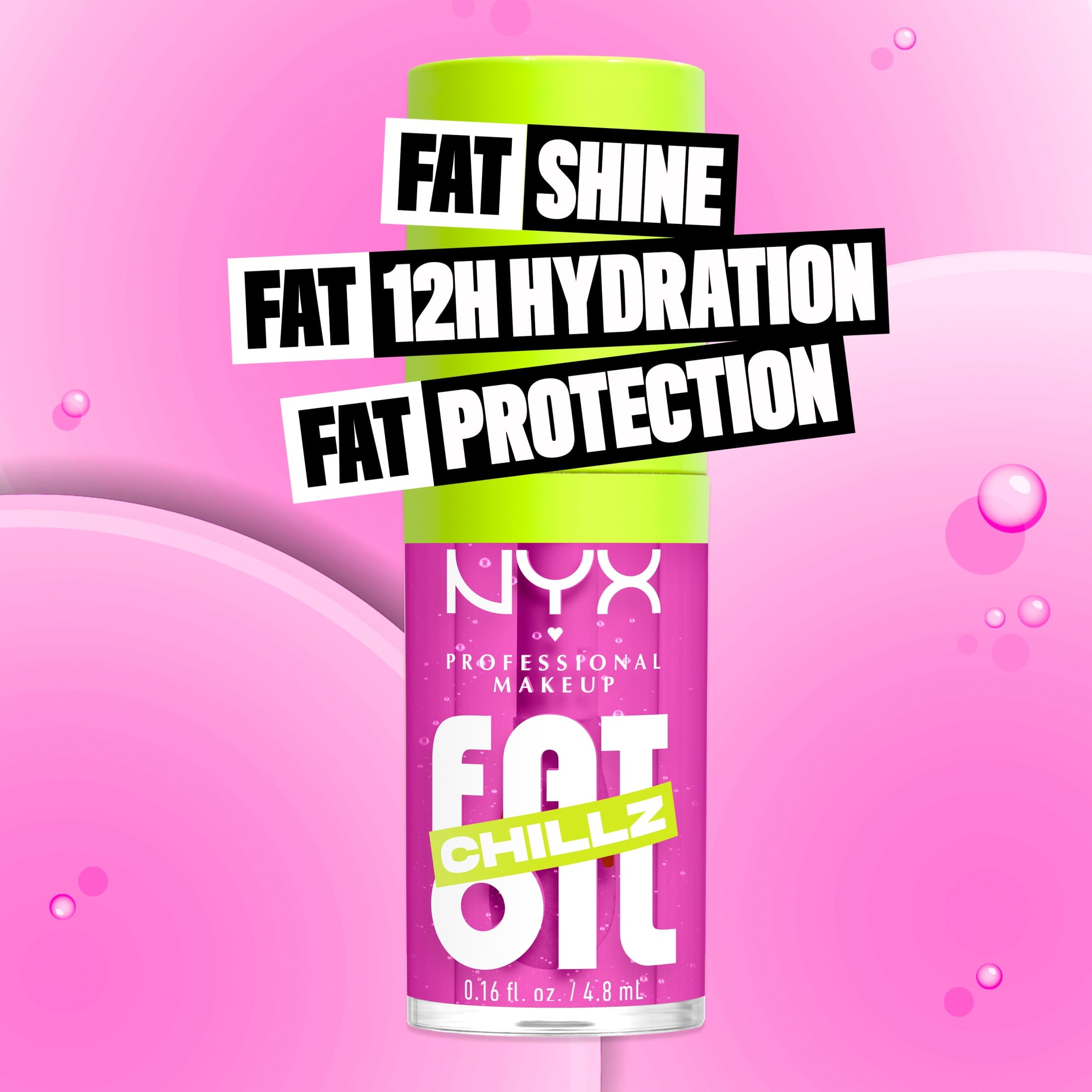NYX Professional Makeup Fat Oil Chillz Lip Gloss, 12 Hour Hydration, Strawberry Slush, 0.16 fl oz