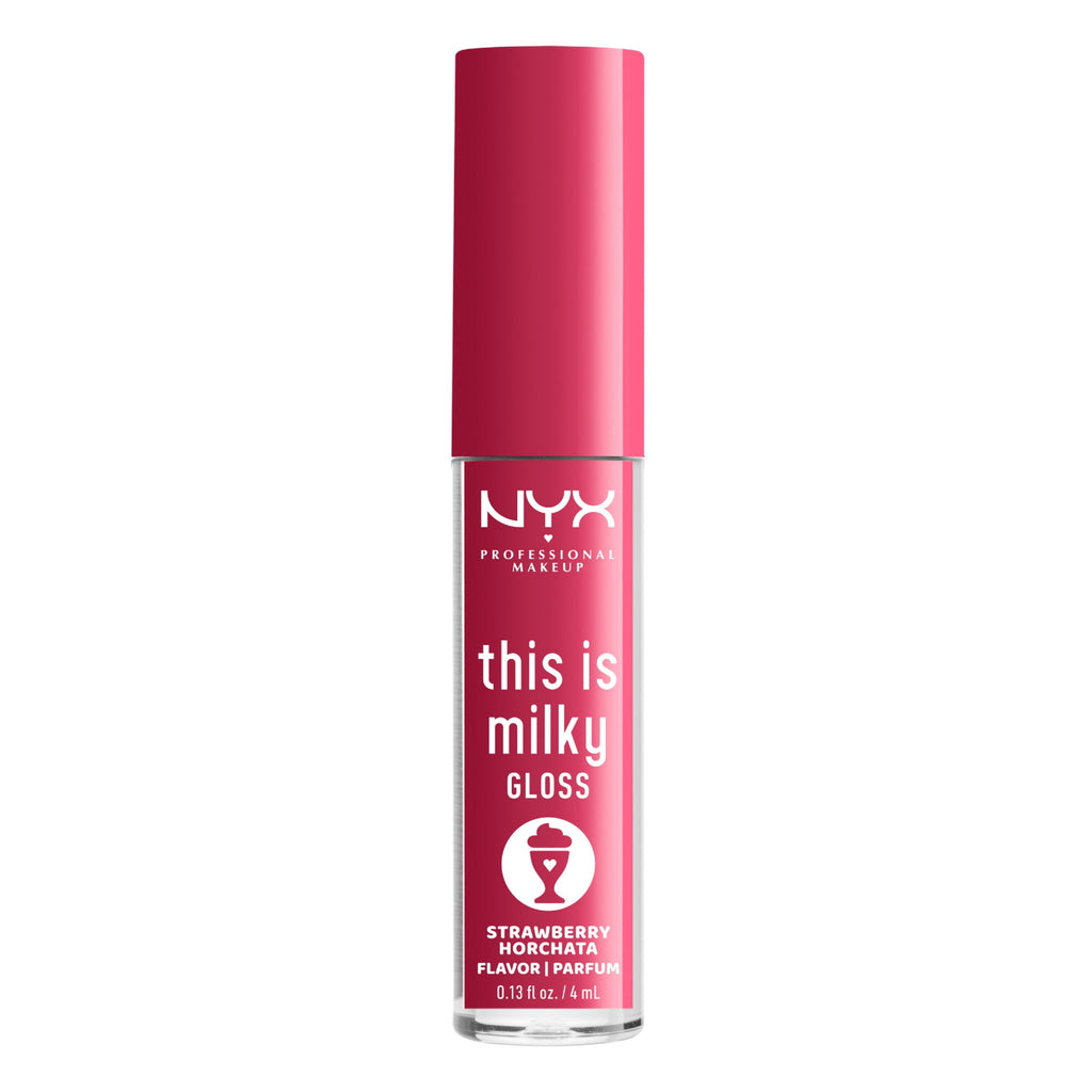 NYX Professional Makeup This Is Milky Gloss, Lip Gloss with 12 Hr Hydration, Strawberry Horchata