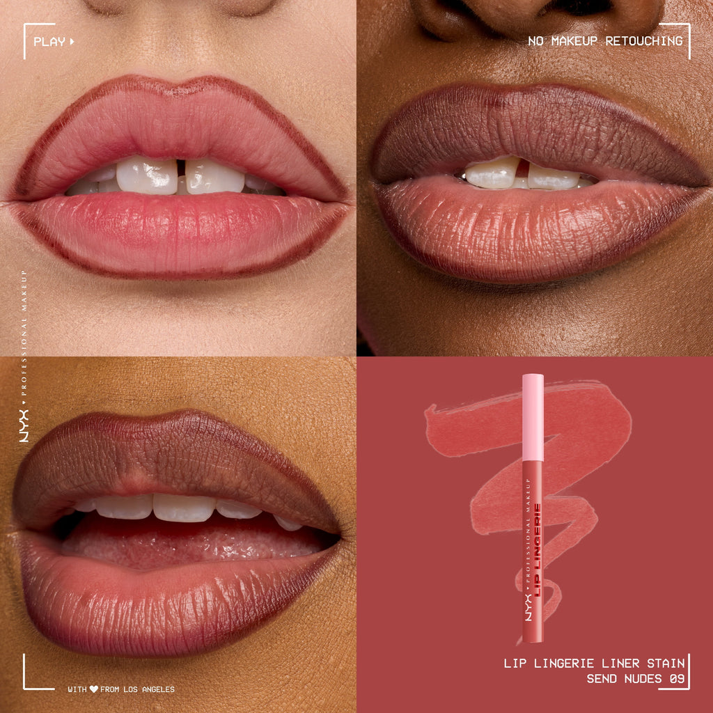 NYX Professional Makeup Lip Lingerie Lip Liner Stain, Waterproof Lip Color, Send Nudes, 0.03 fl oz