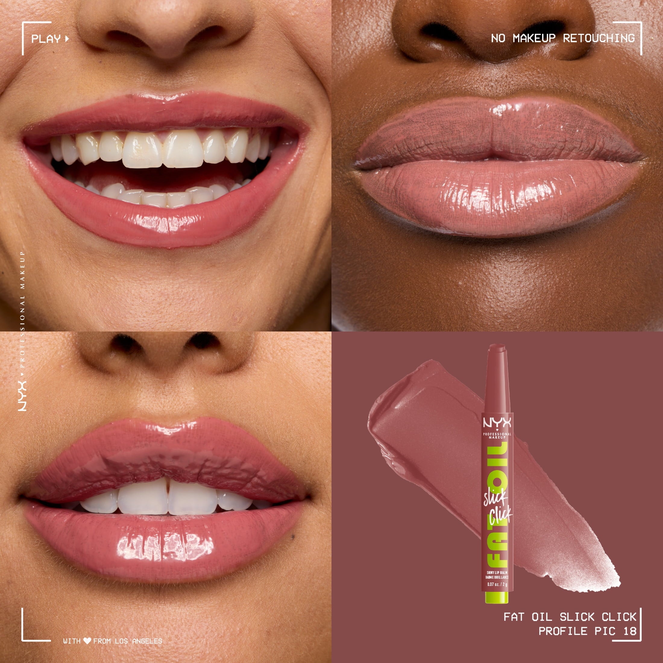 NYX Professional Makeup Fat Oil Slick Click Hydrating Tinted Lip Gloss with Lightweight Hydration, Profile Pic, 0.07 oz