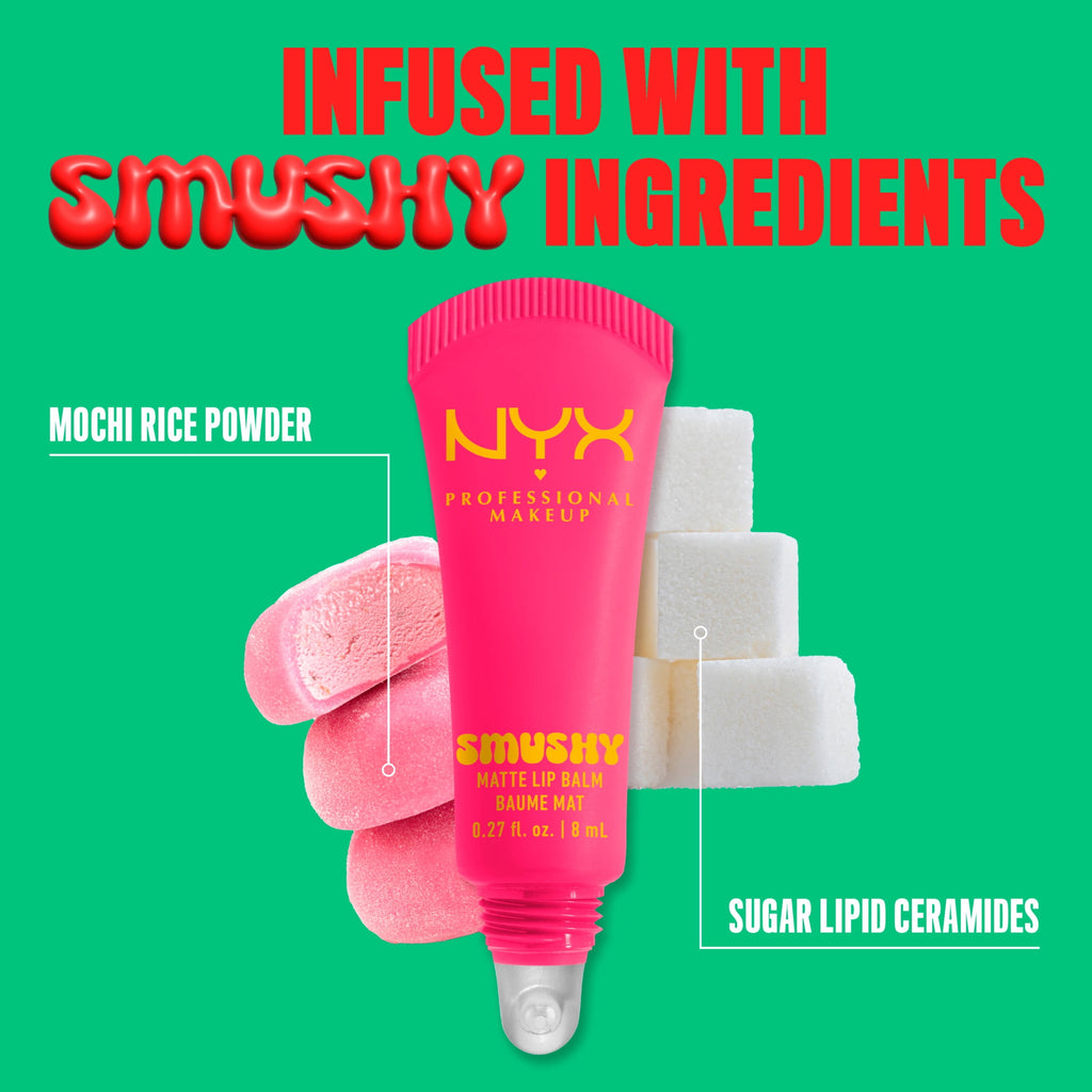 NYX Professional Makeup Smushy Matte Lip Balm, Sweet Smack, Mid-Tone Pink, 0.27 fl oz