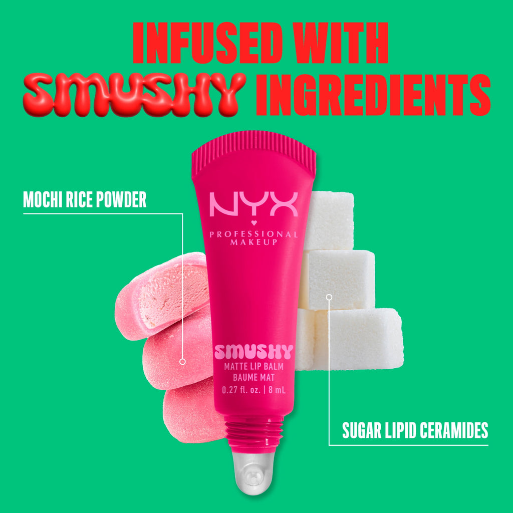 NYX Professional Makeup Smushy Matte Lip Balm, She's Serving, Fuchsia, 0.27 fl oz