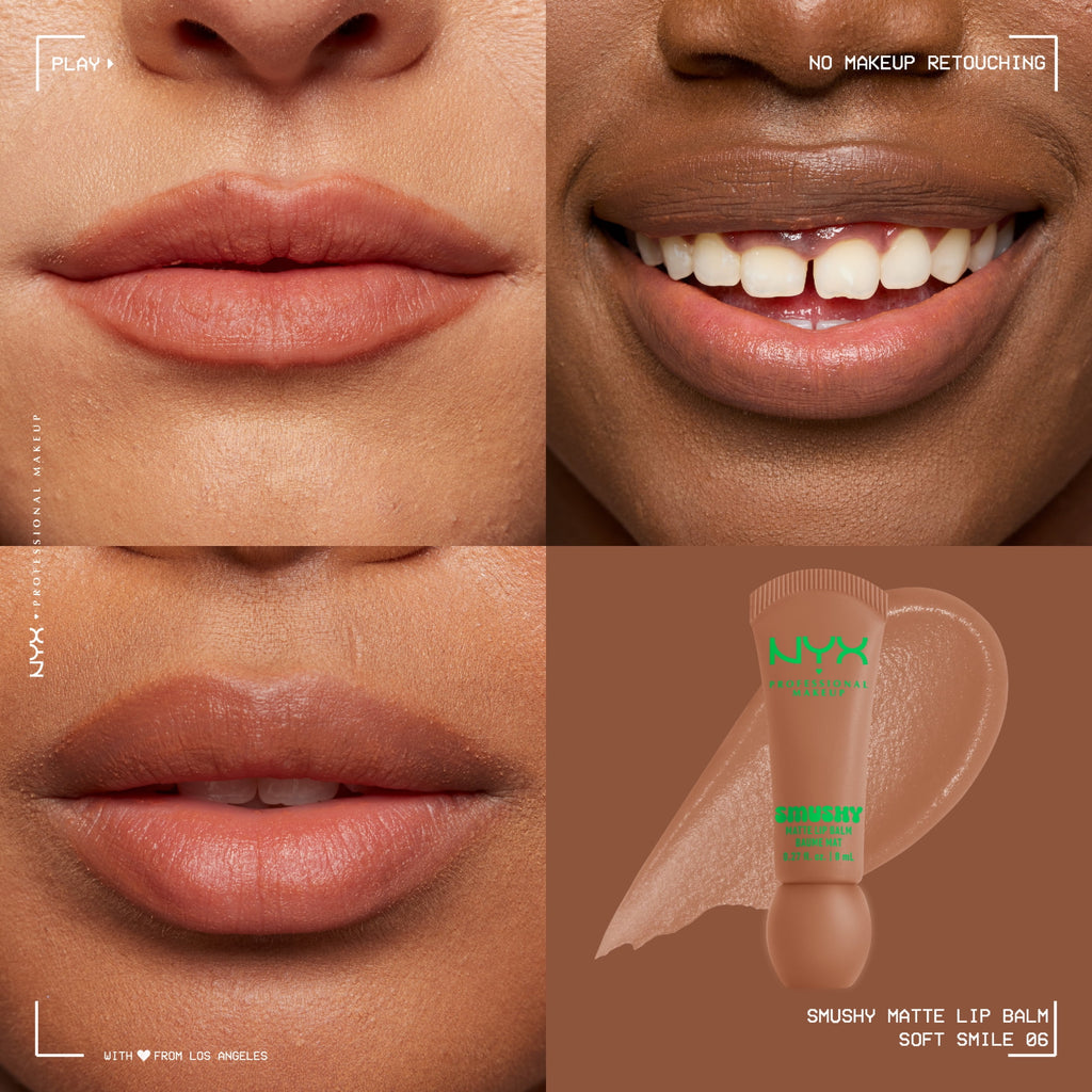 NYX Professional Makeup Smushy Matte Lip Balm, Soft Smile, Soft Nude, 0.27 fl oz