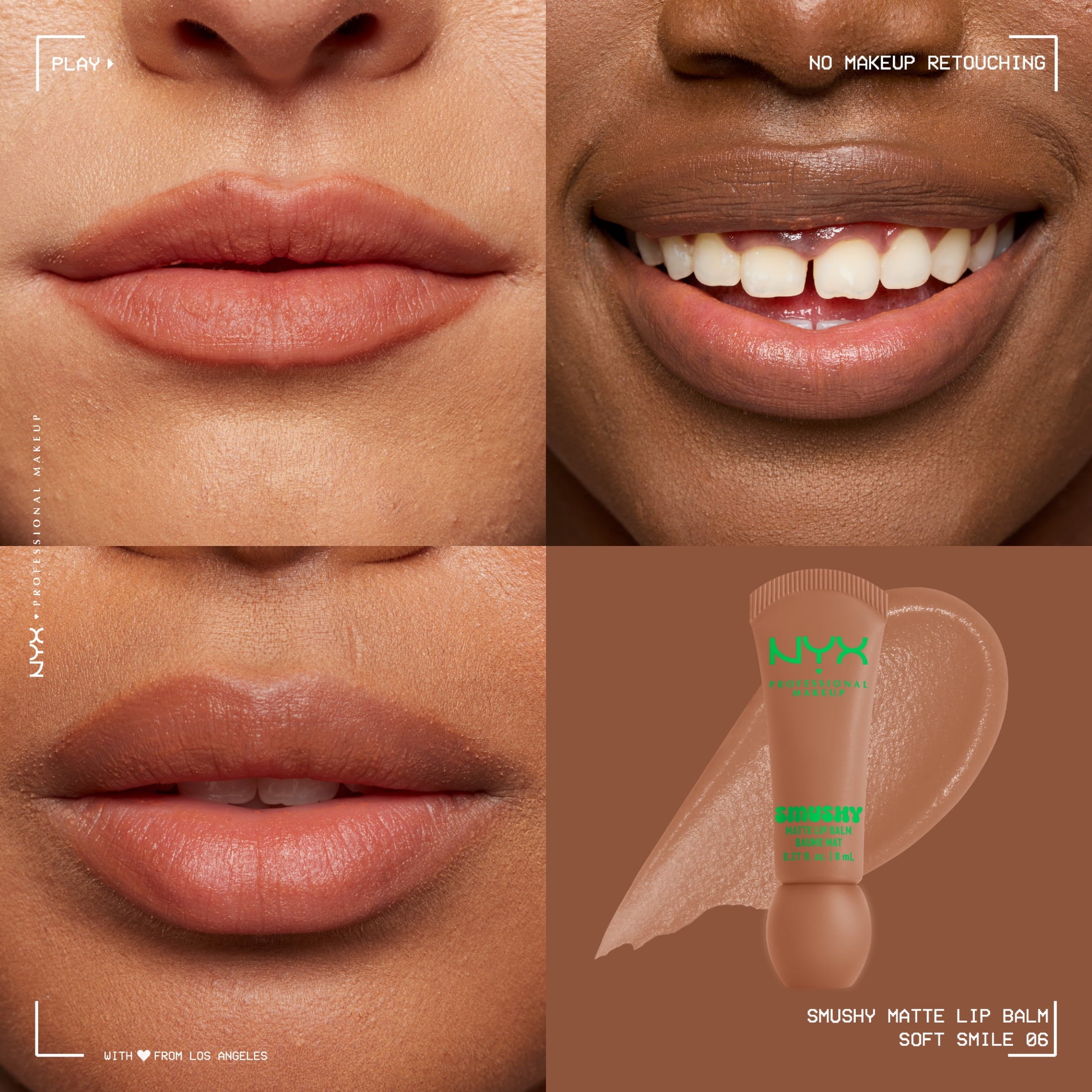 NYX Professional Makeup Smushy Matte Lip Balm, Soft Smile, Soft Nude, 0.27 fl oz