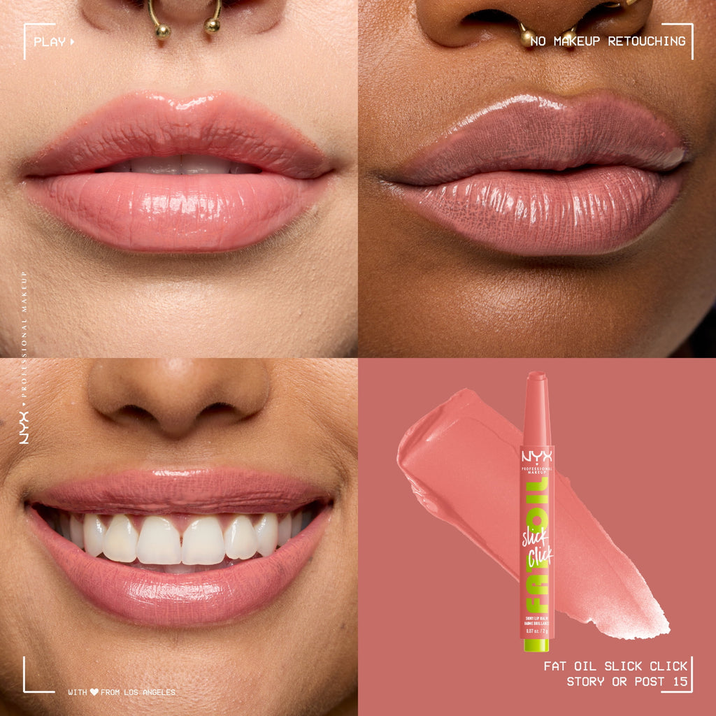 NYX Professional Makeup Fat Oil Slick Click Hydrating Tinted Lip Gloss with Lightweight Hydration, Story or Post, 0.07 oz